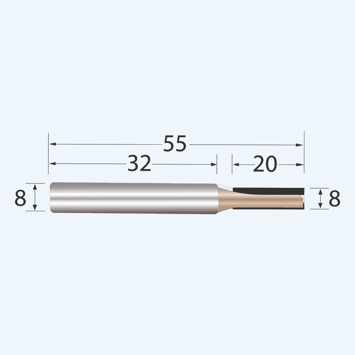 ENT V-Nutfräser HW (HM) D 15.9mm (Schaft: 8mm) - E-12050