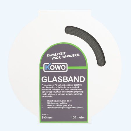 Kowo PE beglazingsband (zwart) 9 x 3 mm 100 meter