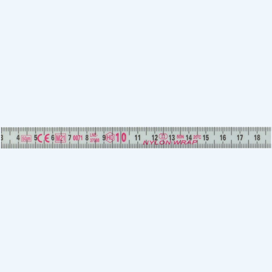 Rolbandmaat, centimeter en millimeter schaal, glasvezel, 50 m